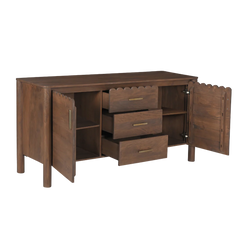 Indiana Scalloped Edge Solid Wood Sideboard – Modern Storage Cabinet