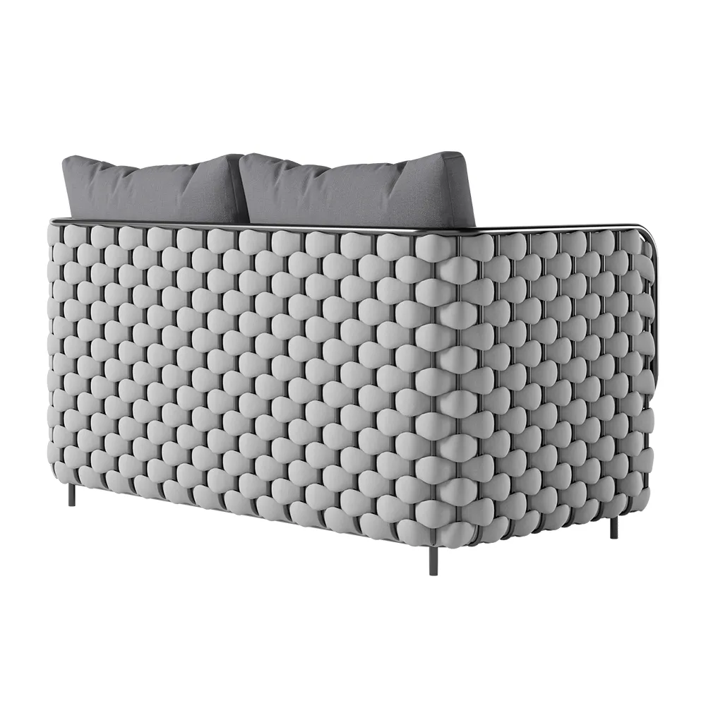 Fepel Outdoor Garden Balcony Sofa Set 2 Seater, 2 Single seater and 1 Center Table Set, Braid & Rope (Grey)