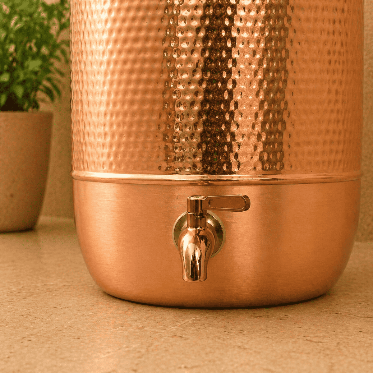 Copper Half Hammered Water Dispenser