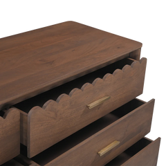 Indiana Scalloped Edge Solid Wood Dresser – Modern Storage Cabinet