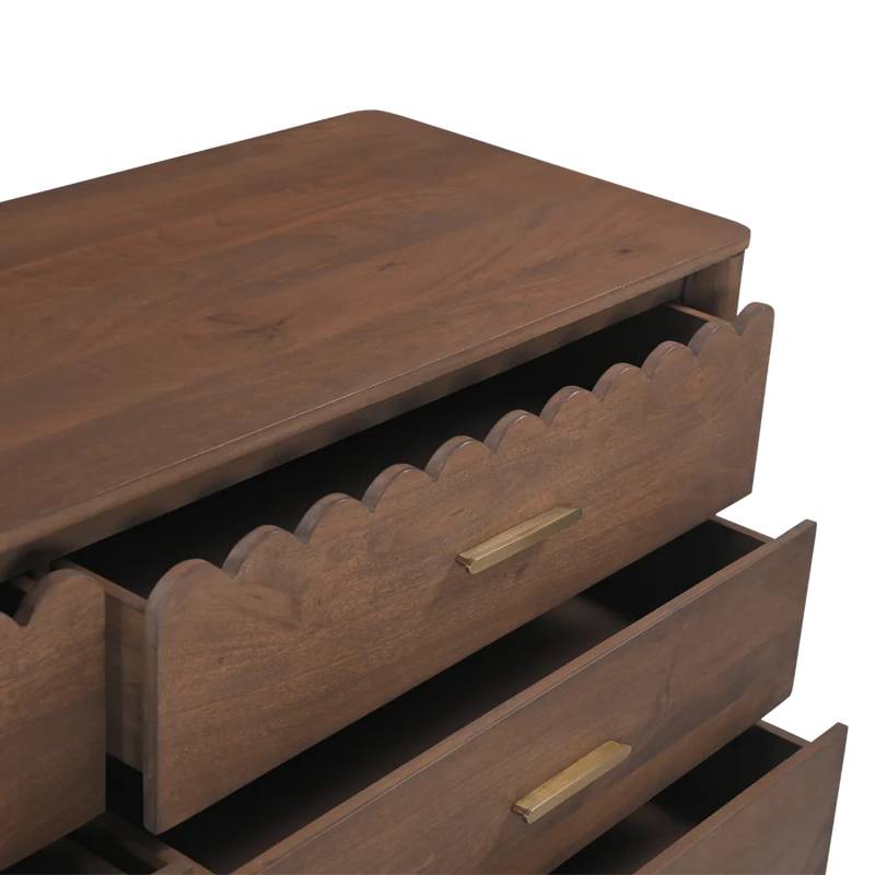 Indiana Scalloped Edge Solid Wood Dresser – Modern Storage Cabinet