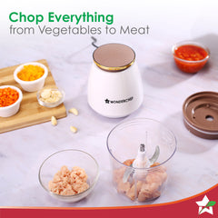 Wonderchef Nutri-chop Pearl Electric Chopper | 4 Sharp Stainless Steel Blades | 700ml | 350W | Chop and Mince Vegetables