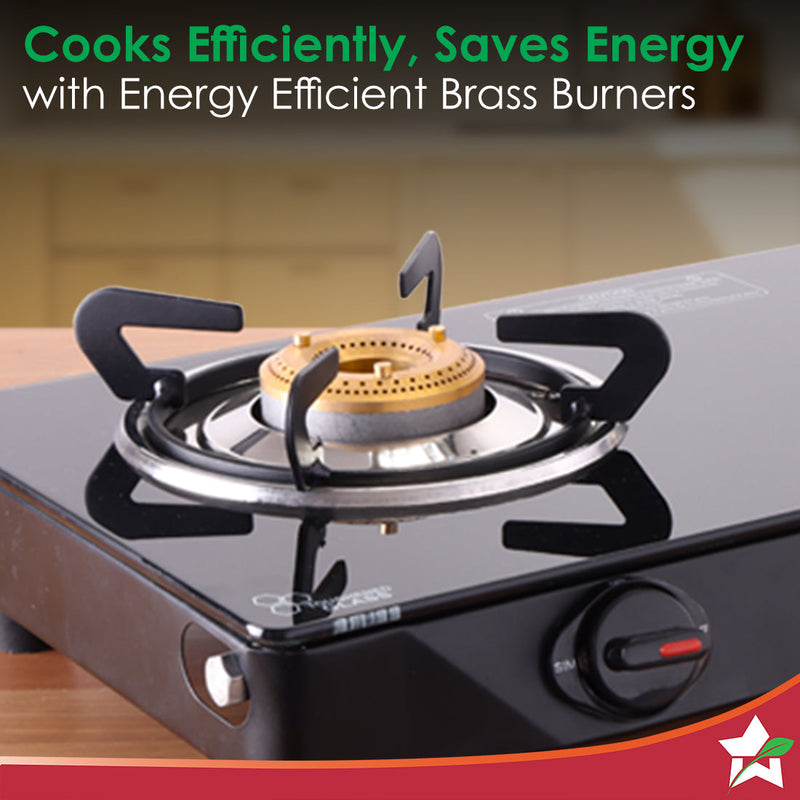 Wonderchef Zest Neo Gas Stove | 2 Burners (1 Medium, 1 Small) | Premium Glass Surface | Space Saving Design | Brass Burn