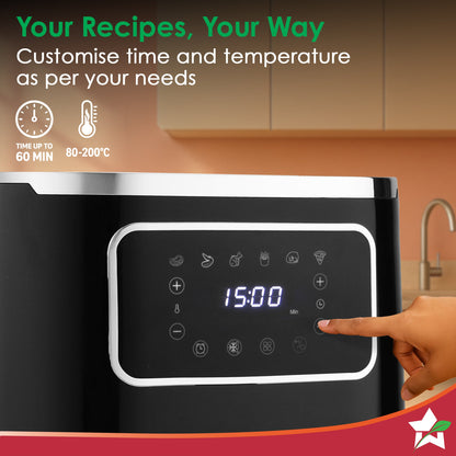 Platinum Digital Air Fryer | 5L | Rapid Air Technology | 7 Pre-Set Menu Options | Temperature and Time Control | Digital Interface | Chrome Finish | 1 Year Warranty