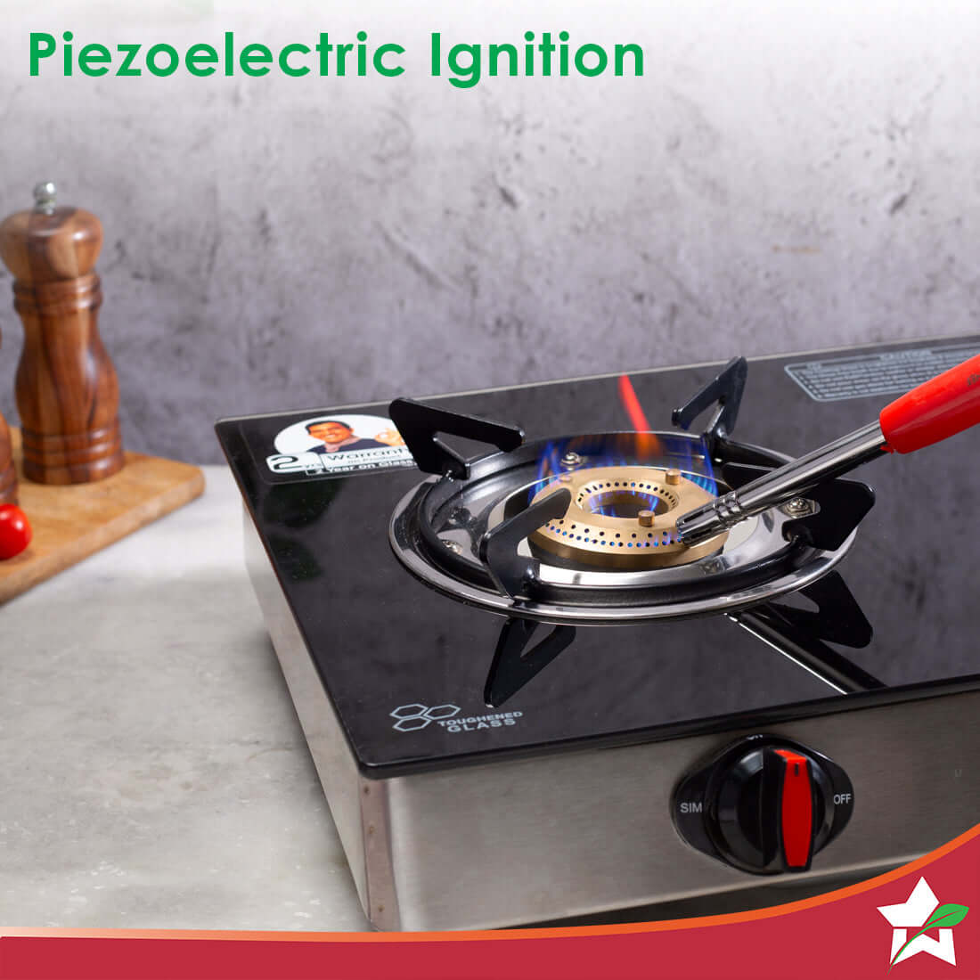 Wonderchef Premium Kitchen Gas Igniter/Lighter and Knife Combo of 2 Pcs., Stainless-steel, Use at Home & Restaurant, Unb