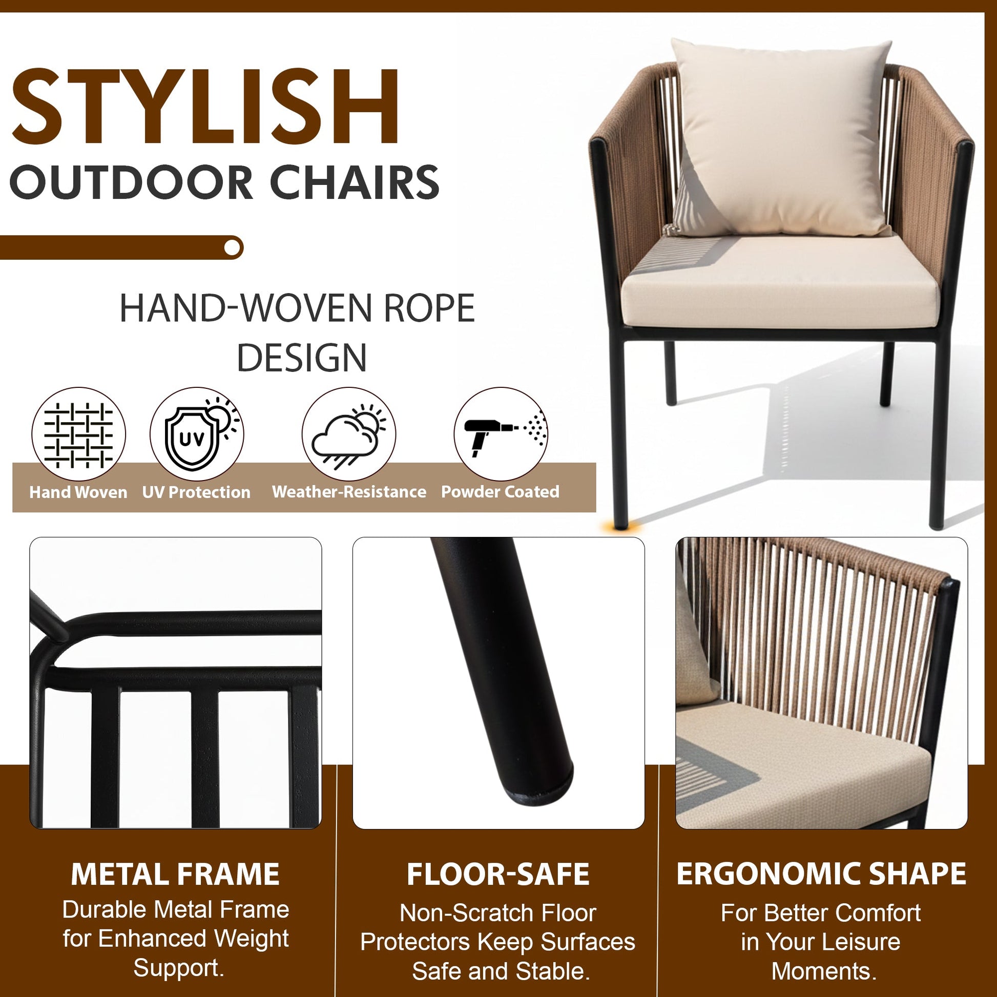 Parna Outdoor Garden Balcony Sofa Set 2 Seater , 2 Single Seater 1 Center Table Set Braided and Rope