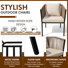 Parna Outdoor Garden Balcony Sofa Set 2 Seater , 2 Single Seater 1 Center Table Set Braided and Rope