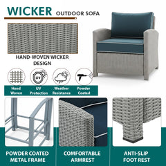 Porch Outdoor Sofa Set 2 Seater, 2 Single seater and 1 Center Table