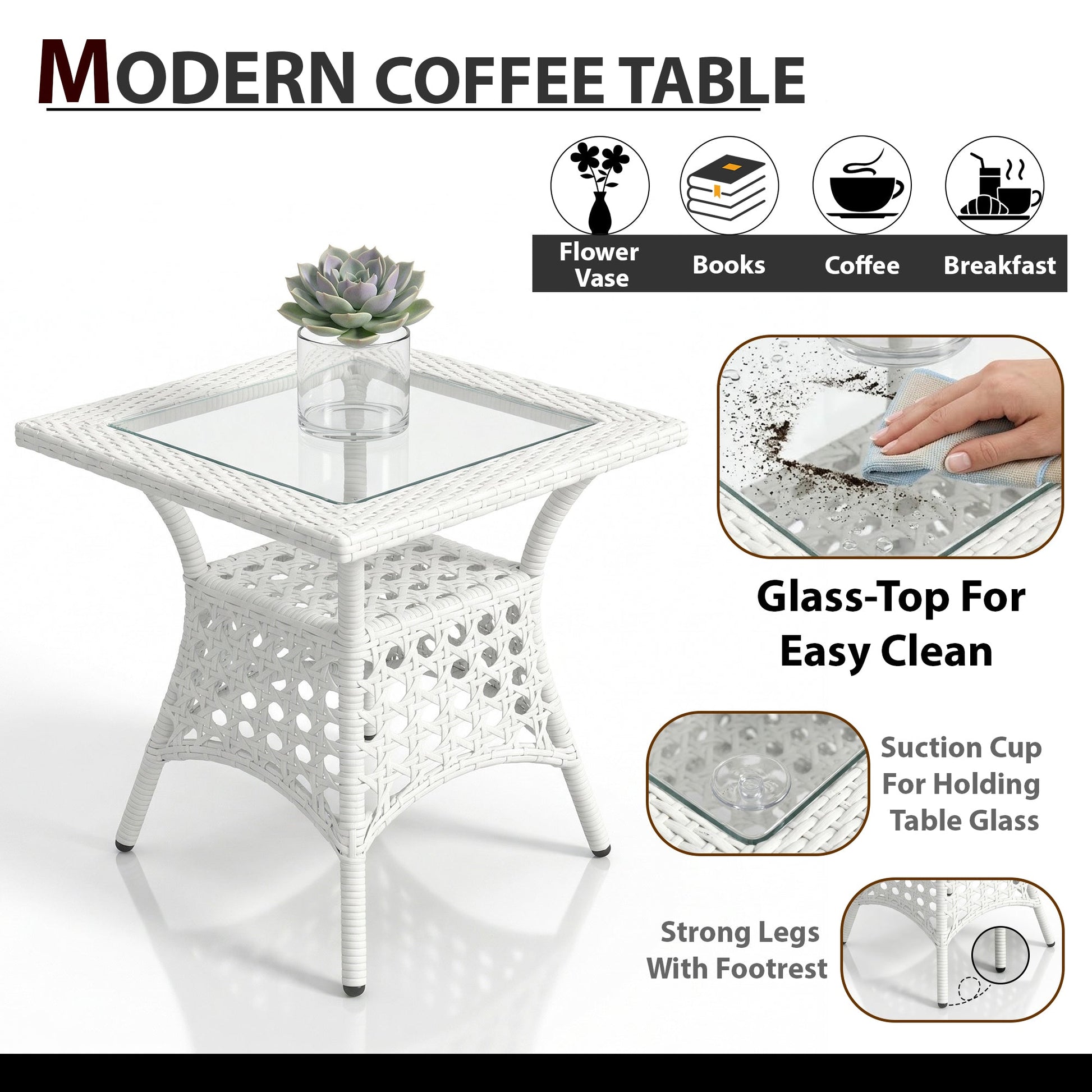 Koiki Outdoor Patio Seating Set 4 Chairs and 1 Table Set (White)