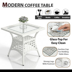 Koiki Outdoor Patio Seating Set 4 Chairs and 1 Table Set (White)