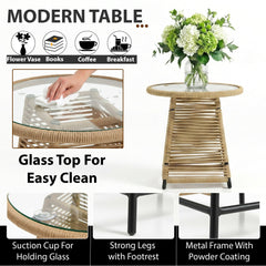 Varqo Outdoor Patio Seating Set 2 Chairs and 1 Table Set Braided & Rope