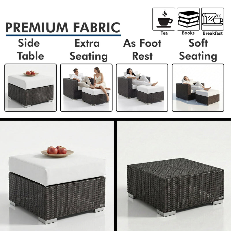 Cotta Outdoor Sofa Set 2 Single seater and 1 Ottoman (Brown + White)