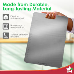 Wonderchef Ambrosia Stainless-steel Vegetable Chopping Board for Kitchen | Heavy-duty Material | Crack and Warp Resistan