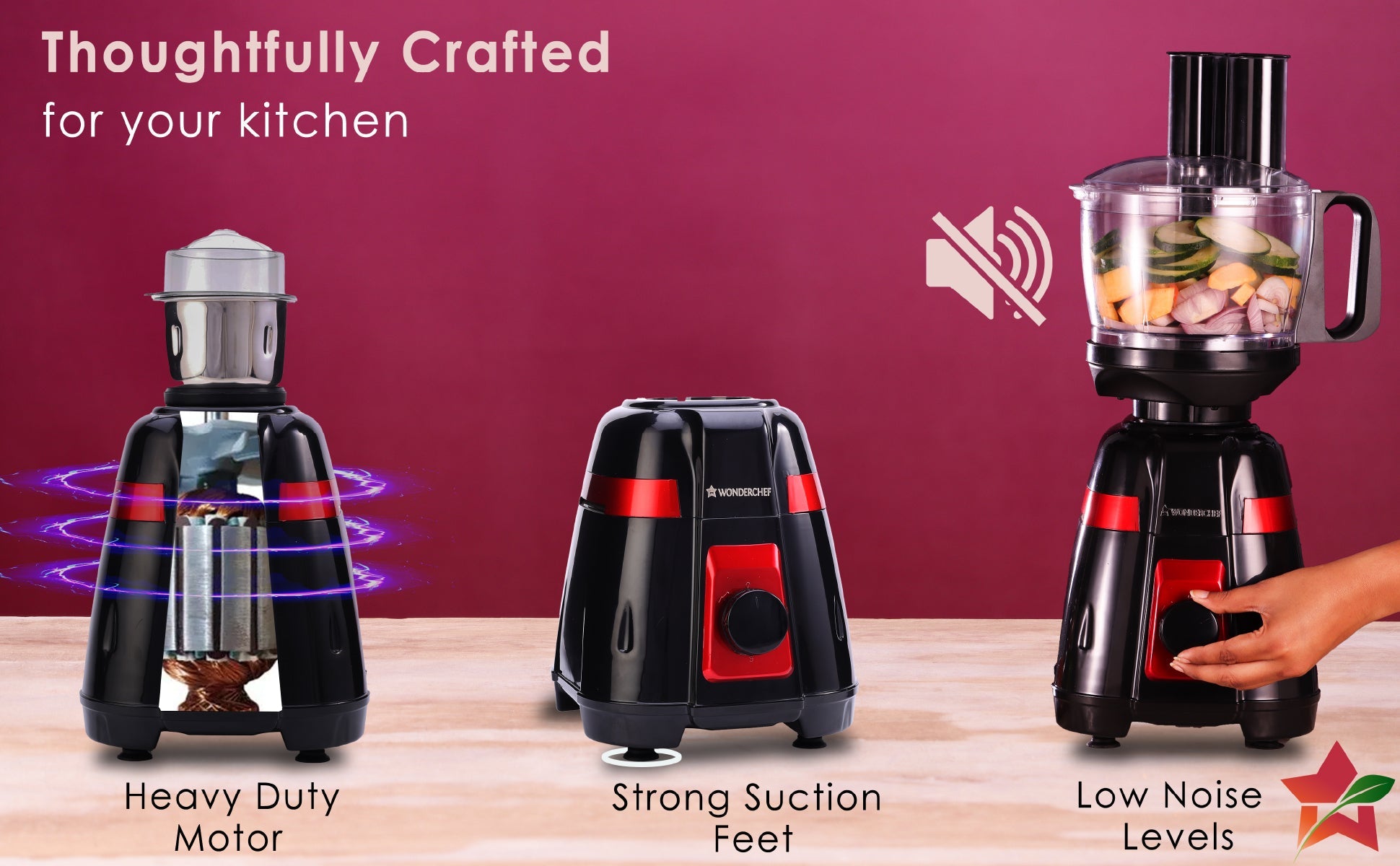 Platinum Food Processor-Mixer-Grinder | 750W Copper Motor | Blades for Slicing, Shredding, Kneading, Juliennes, French-Fries | 4 Jars for Dry/Wet Grinding, Blending | 5 Yr Warranty on Motor