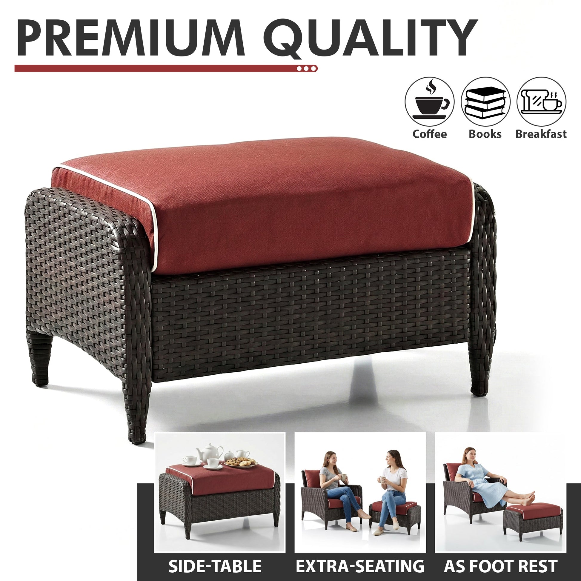 Propria Outdoor Sofa Set  2 Single seater with 2 ottoman  (Brown)