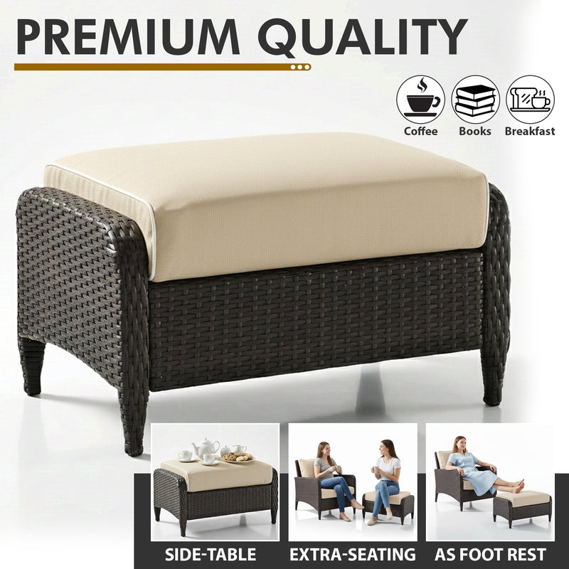 Eclore Outdoor Sofa Set  2 Single seater with 2 ottoman  (Brown)