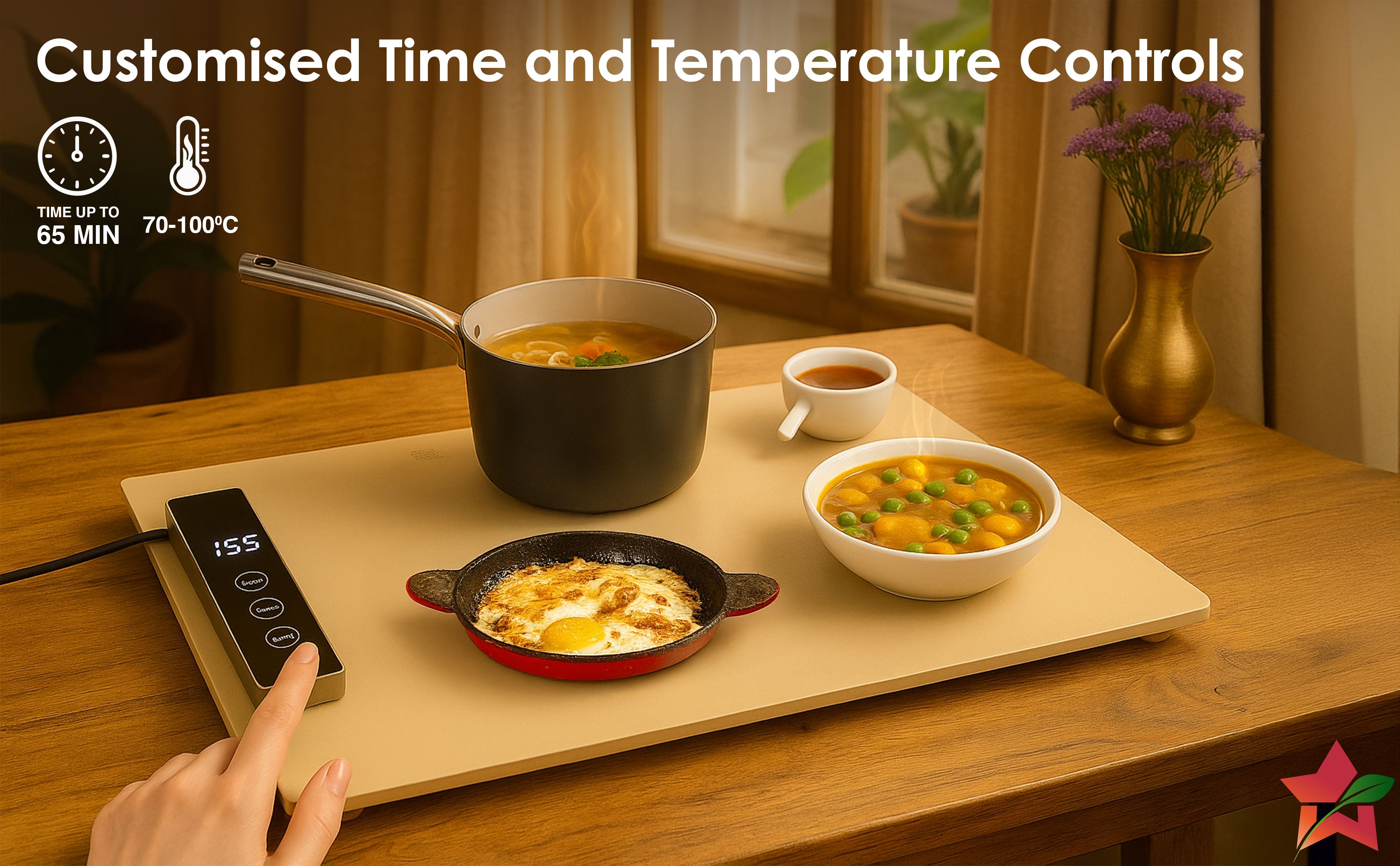 WonderMat Food Warming Mat, Food-Grade Silicone, for Warming Cast-iron/Stainless-steel/Ceramic/Glass/Enamelware, Warms Soup Bowls, Lunch Boxes, Baby Food, Beverages, Rollable, 2-Yr Warranty