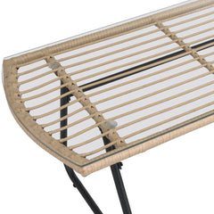 Drinus Outdoor Garden Balcony Sofa Set 2 Seater, 2 Single seater and 1 Center Table  Set (Black + Tan)