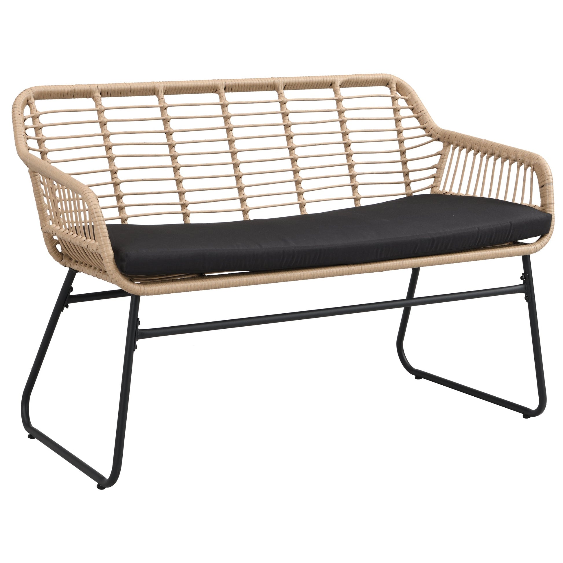 Drinus Outdoor Garden Balcony Sofa Set 2 Seater, 2 Single seater and 1 Center Table  Set (Black + Tan)
