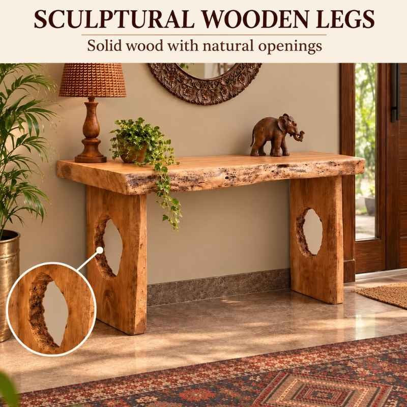 Handmade Live Edge Console Table with Sculptural Wooden Legs, Rustic Solid Wood Console Table, Luxury Entryway & Foyer Table, Modern Wood Sofa Table, Custom Made Hallway Furniture