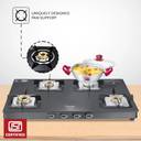 Prestige Royale Quadra|3-Way Nozzle Design|Tri-Pin Jumbo Burner|Superior Toughened Glass Manual Gas Stove (4 Burners)