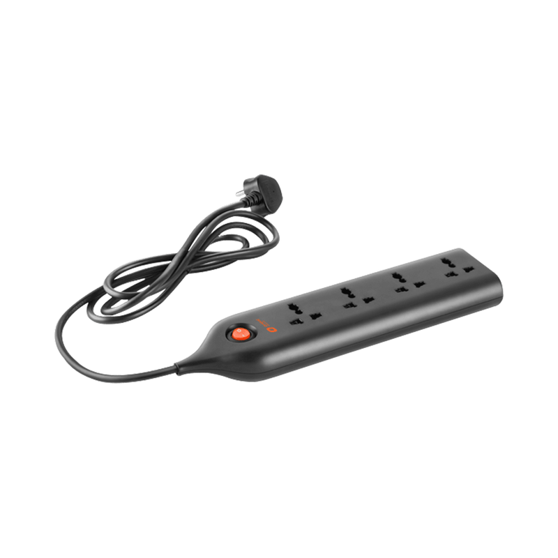 4 Socket Extension Board with 2 Metre Wire (Black)