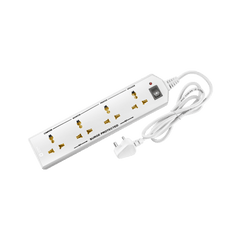 4 Socket Extension Board with 2 Metre Wire (White)