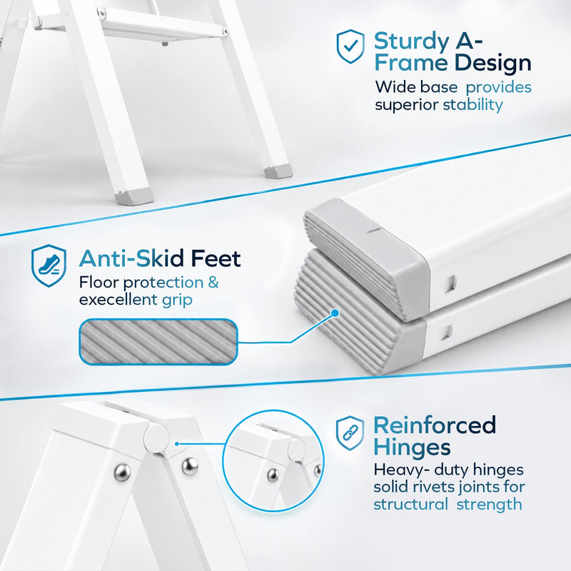 Corvids 2-Steps Premium Folding Step Stool with 2-Year Warranty ( White )-4