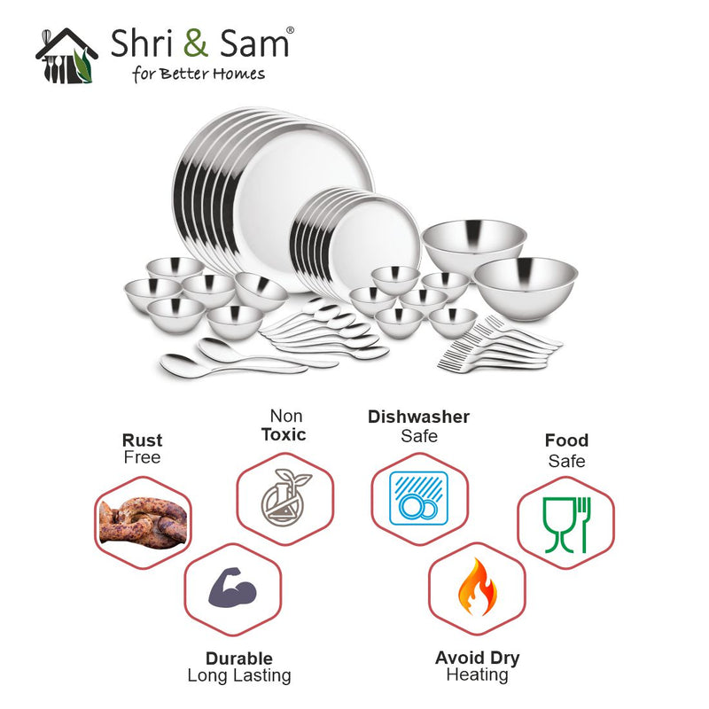Stainless Steel 40 PCS Double Wall Dinner Set (6 People) Budget