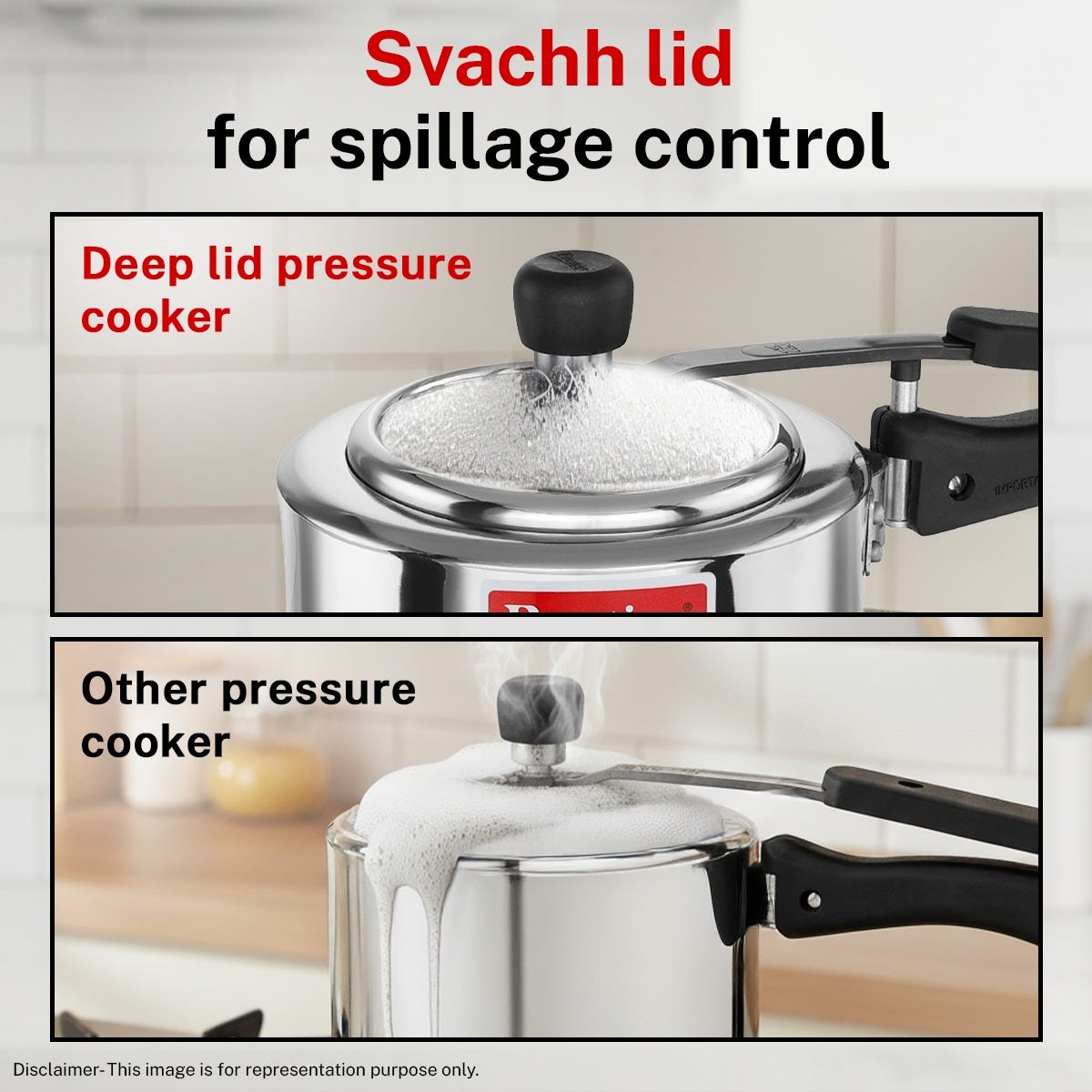 Prestige Svachh Neo 3 Burner Glass Top Gas Stove, Liftable Burners, Black, ISI + Prestige 3 Litre TRIPLY Svachh Inner Lid Pressure Cooker, Deep Lid for Spillage Control, Gas & Induction
