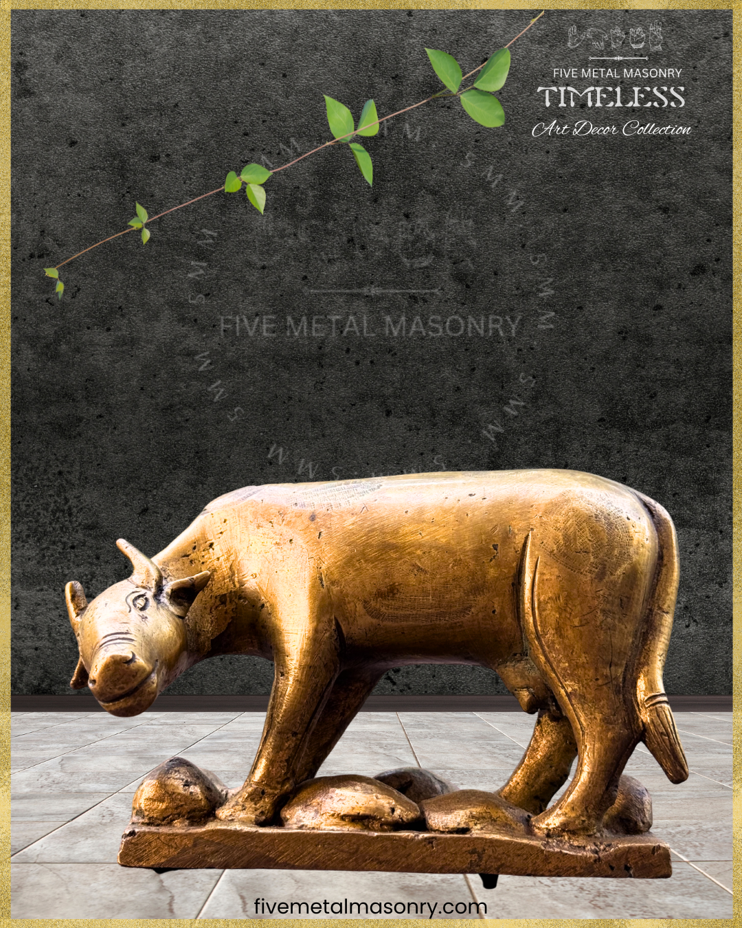 Gauḥ : பசு : Cow Panchaloha Bronze Icon - 4" - Timeless Collection