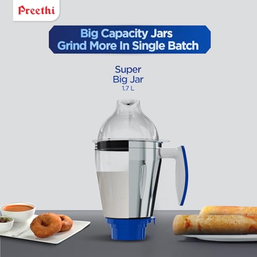 Preethi Blue Leaf Platinum MG 139 mixer grinder, 750 watt, 4 jars includes Super Extractor juicer