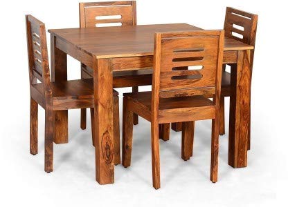 Sheesham Wood 4 Seater Dining Table Set with Chairs for Living Room