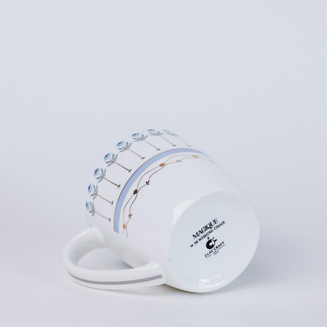 Magique by The Wishing Chair x ClayCraft : River of Flowers Ceramic Chai Mugs - Set of 6 |180 ml | Elegant Floral Design | Mugs for Coffee | Ideal for Gifting | Perfect for Home & Office