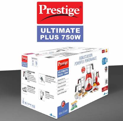 Prestige Ultimate 750W Mixer Grinder w/o Juicer 750 W Mixer Grinder (41392 | 3 Jars | Red)