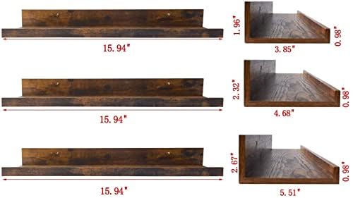 Sheesham Wood Wall Mounted Rustic Large Picture Ledge Floating Wall Shelf - (Set of 3) (36 INCHES)