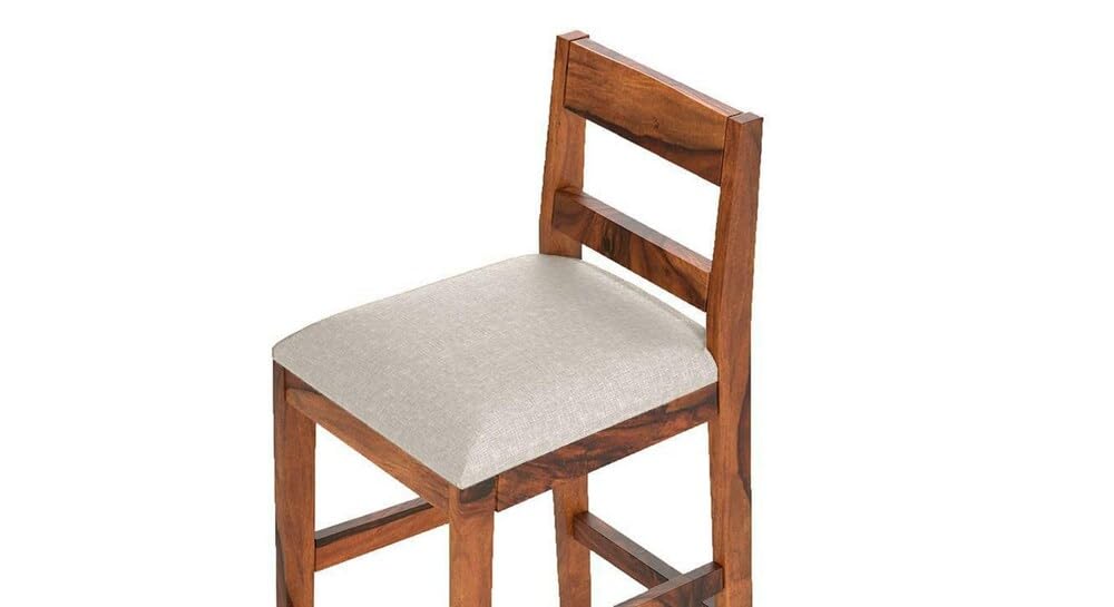 Solid Sheesham Wood Bar Chair for Island Kitchen - Rosewood Natural Brown Finish with Elegant Design, Durable a