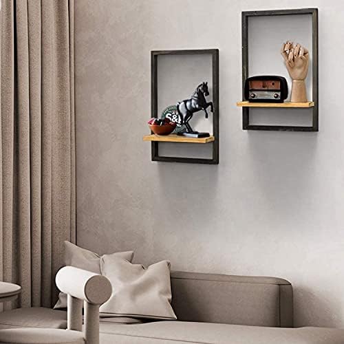 15inch Floating Wall Shelves Wall Mounted Set of 2, Rustic Large Wall Shelf with Ledge for Bathroom Bedroom Kit