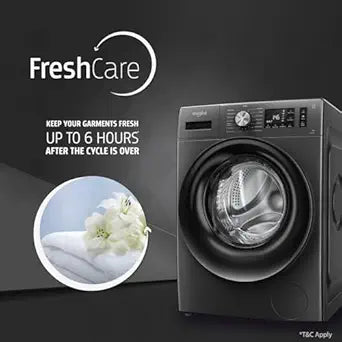 Whirlpool 7 Kg 5 Star Inverter Front Load Washing Machine with In-Built Heater (SUPREME CARE 7012 -E, Midnight Grey, 100+ Tough Stains, Steam Technology, 2025 Model)