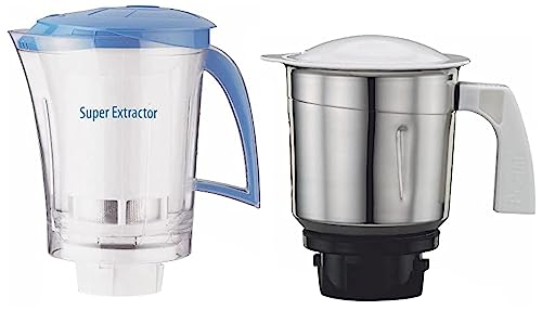 Preethi Super Extractor MGA-510 1.5L Leaf Jar (Blue) | High Grade Stainless Steel Jars & Blades | Transparent Lid | Blue | Steel