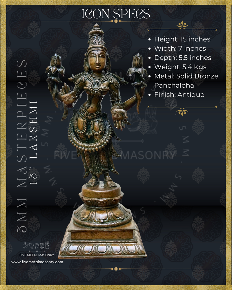 Lakshmi - Panchaloha Bronze Icon - 15" Standing - Masterpieces Collection