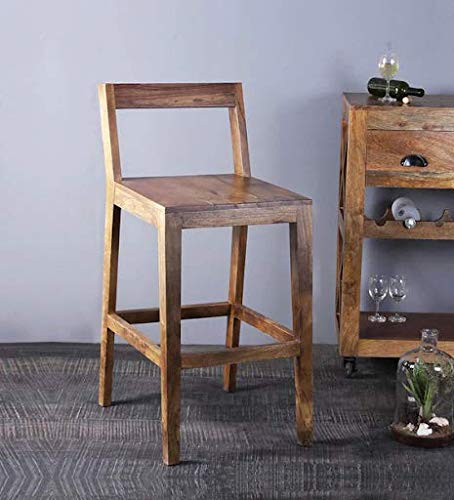 Sheesham Wood Bar Tall Stool Patio Outdoor Garden Chair Seat Home Stool Br own (Wulnut)