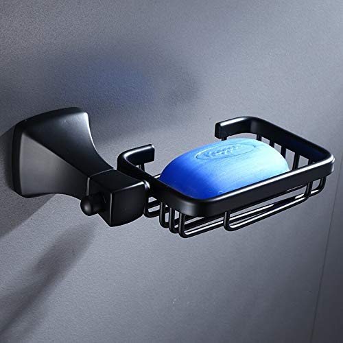 Plantex Space Aluminium Black Bathroom Accessories Set of 5-pcs/Bathroom Hardware Set (Towel Rod/Napkin Ring/Paper Holder/Soap Dish/Tumbler Holder)-5