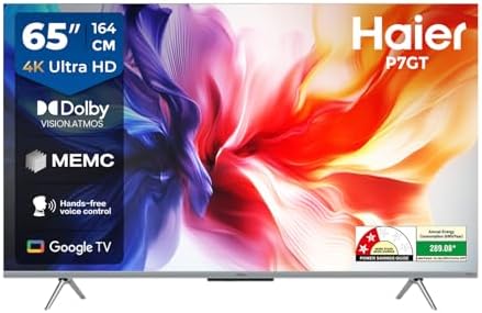 Haier 164 cm (65) P7GT Series 4K Ultra HD Smart LED Google TV 65P7GT-P (Grey)