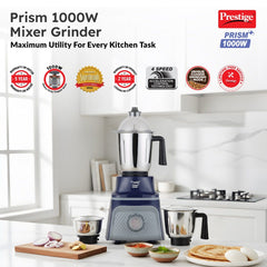 Prestige Prism Plus 1000W Mixer Grinder with 3 Stainless Steel Jars – 1.5L Wet Jar, 1.0L Dry Jar, 450ml Chutney Jar | 4-Speed Heavy Duty Motor, Prestige 1.5L PMC 3.0 Plus Multi Kettle / Multi Cooker