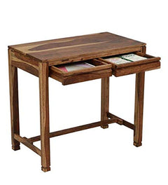 Wooden Study Table in Provincial Teak Finish | Computer Desk | Writing Study Table with 2 Side Drawers Classic 
