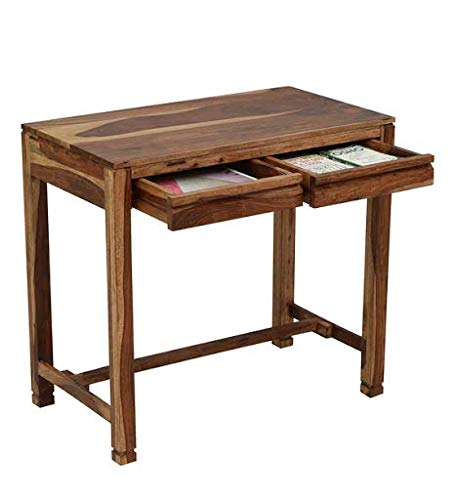 Wooden Study Table in Provincial Teak Finish | Computer Desk | Writing Study Table with 2 Side Drawers Classic 