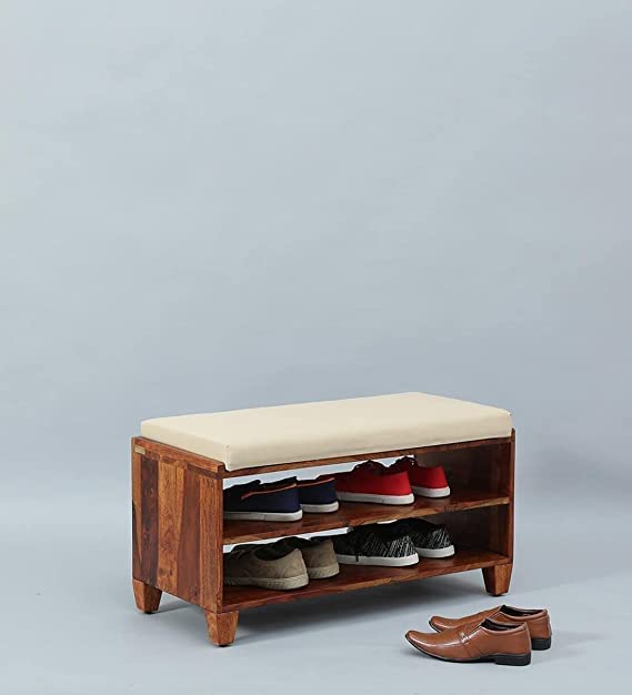 Solid Sheesham Tier Shoe Rack Organizer Wooden | Sheesham Wood Shoe Rack with Seat | Shoe Rack for Home | Hall 