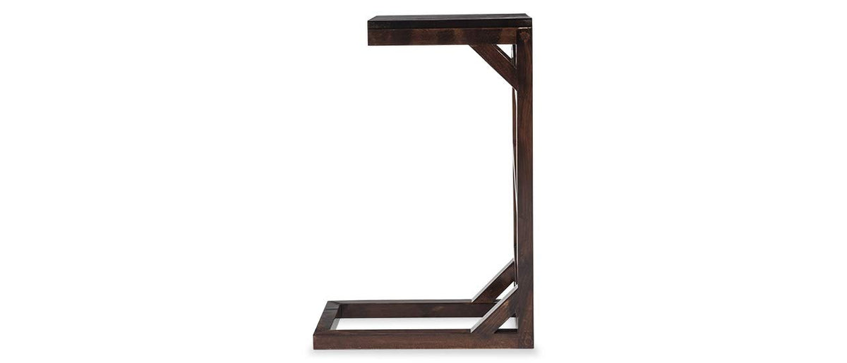 Rosewood C-Shaped Side Table for Living Room, Bedroom, Home Office - Dark Brown Sheesham Wood - L 10.1181 x D 1
