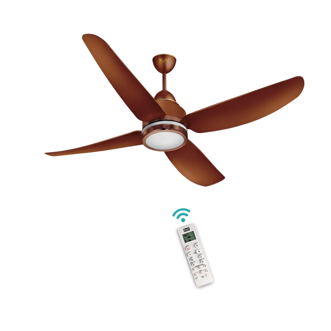 KUHL Luxus C3 1200mm Stylish 65% Power Saving BLDC Ceiling Fan with Remote | Night & Down Light | 29W |BEE 5 Star | Low Noise | IoT –Operate via Mobile & Alexa | Reverse Mode |Free Installation|Brown